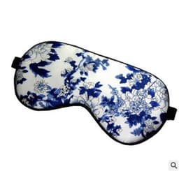 Blue and white Upscale Silk Portable Travel Sleep Eye Mask Rest Aid  Soft Cover Eye Patch Eyeshade Sleeping Mask Case MR097 4