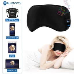 Bluetooth Sleeping Eye Mask Headphones, Sleeping Stereo Eye Shades Headphone Handsfree Music Headset Earpiece Washable for Travel Siesta - Black 2