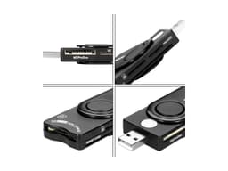 EC2WORLD USB Smart Card Reader, Rocketek Memory Card Reader with SDHC/SDXC/SD Card Reader & Micro SD Card Reader for SIM and MMC RS & 4.0 Compatible with Windows, Linux/Unix, MacOS X 2