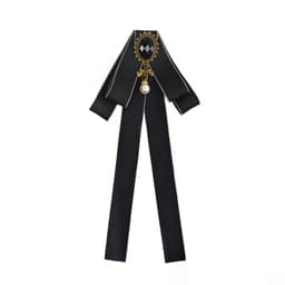 Fashion Women Ribbon Crystal Pre-Tied Neck Bow Tie Brooch Pin for Wedding Party 1