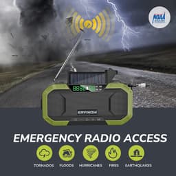 Hand Crank Radio with Bluetooth Speaker – Multifunctional Emergency Radio with Solar Panel,Flashlight,AM,FM – NOAA Weather Radio with 5000mAh Battery – IPX5 Waterproof Crank Radio for Camping, Outdoor 1