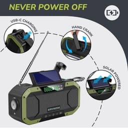 Hand Crank Radio with Bluetooth Speaker – Multifunctional Emergency Radio with Solar Panel,Flashlight,AM,FM – NOAA Weather Radio with 5000mAh Battery – IPX5 Waterproof Crank Radio for Camping, Outdoor 2