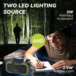 Hand Crank Radio with Bluetooth Speaker – Multifunctional Emergency Radio with Solar Panel,Flashlight,AM,FM – NOAA Weather Radio with 5000mAh Battery – IPX5 Waterproof Crank Radio for Camping, Outdoor 5