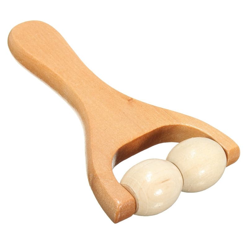 Hot wooden Head Massager Two Wheel Balls Body Hand Fitness Antifatigue Wood Massage Therapy Beauty Health Care Relaxation Tool