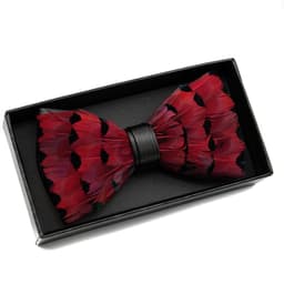 Man Pre-tied Feather Handmade Bow Tie 4