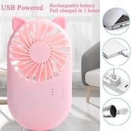Mini Handheld Fan, USB Desk Fan, Small 3 Speeds Personal Portable Table Fan with USB Rechargeable Battery Operated Fan for Travel Office Room Household 5