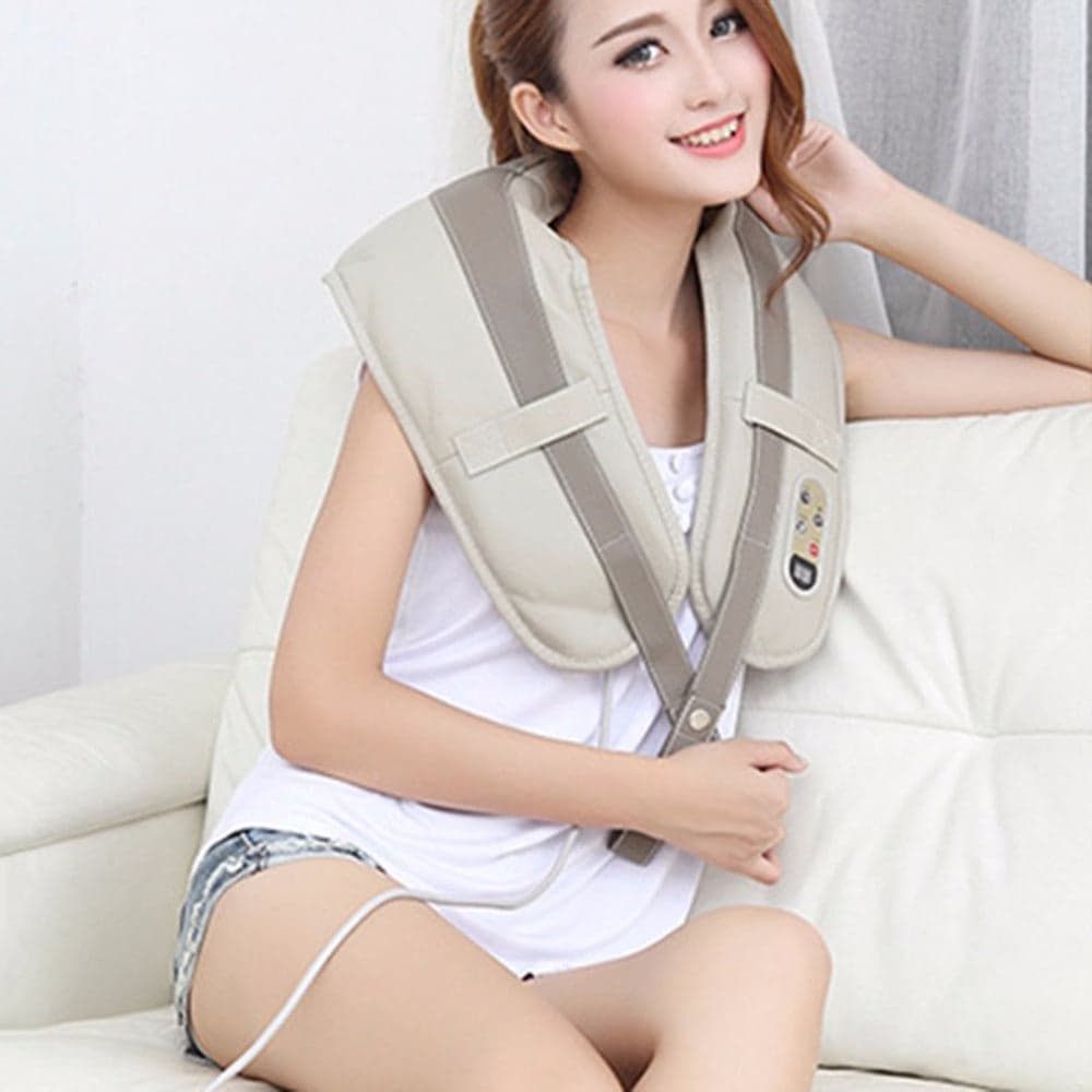 Multifunctional U Shape Electrical Back Neck Shoulder Body Massager PU Leather Comfortable Body Massager Tool Best Gift