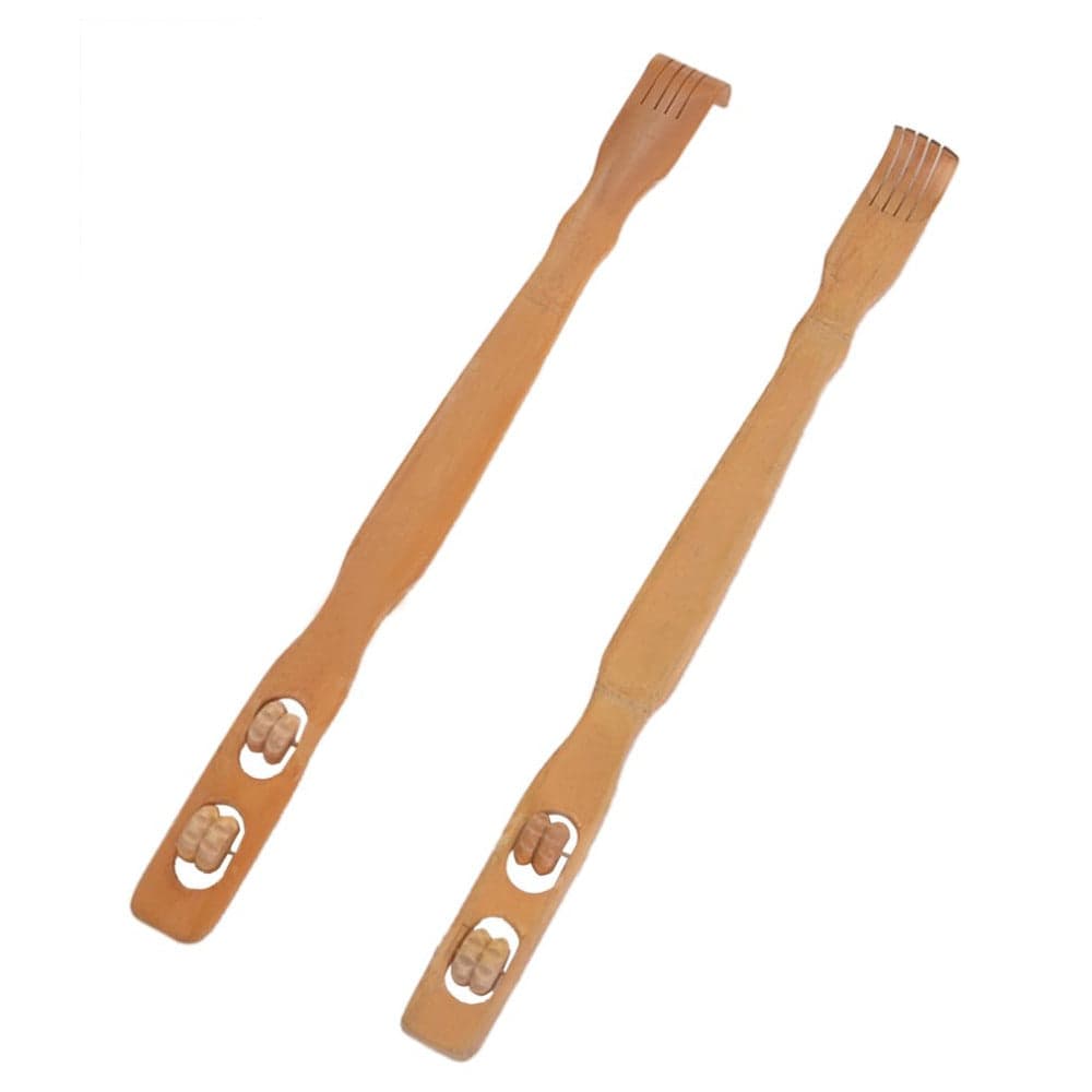 Natural Wooden Bamboo Body Massage Back Scratcher For Men Women Body Stick Dual Roller Back Massager Practical Design