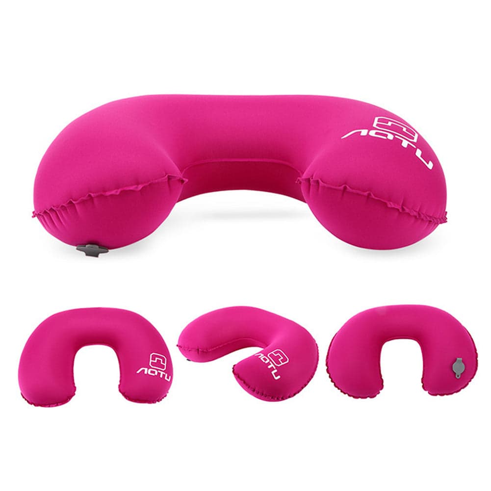 Portable Pocket Inflatable U-Shaped Pillow Sweat absorption Antibacterial Breathable Car Head Neck Rest Air Cushion for Travel