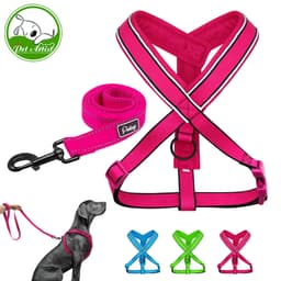 Reflective Pet Dog Nylon Harness Vest With Walking Leash Mesh Padded Adjustable Dogs Harnesses With Strap For Medium Large Pets 1