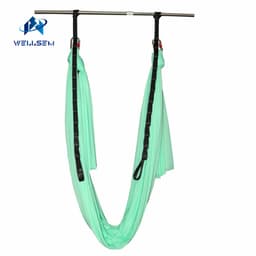 Wellsem Upgraded Aerial Yoga Hammock Swing  for Anti-gravity Yoga Pilate Inversion Include Daisy Chain ,Carabiner and Pose Guide 1