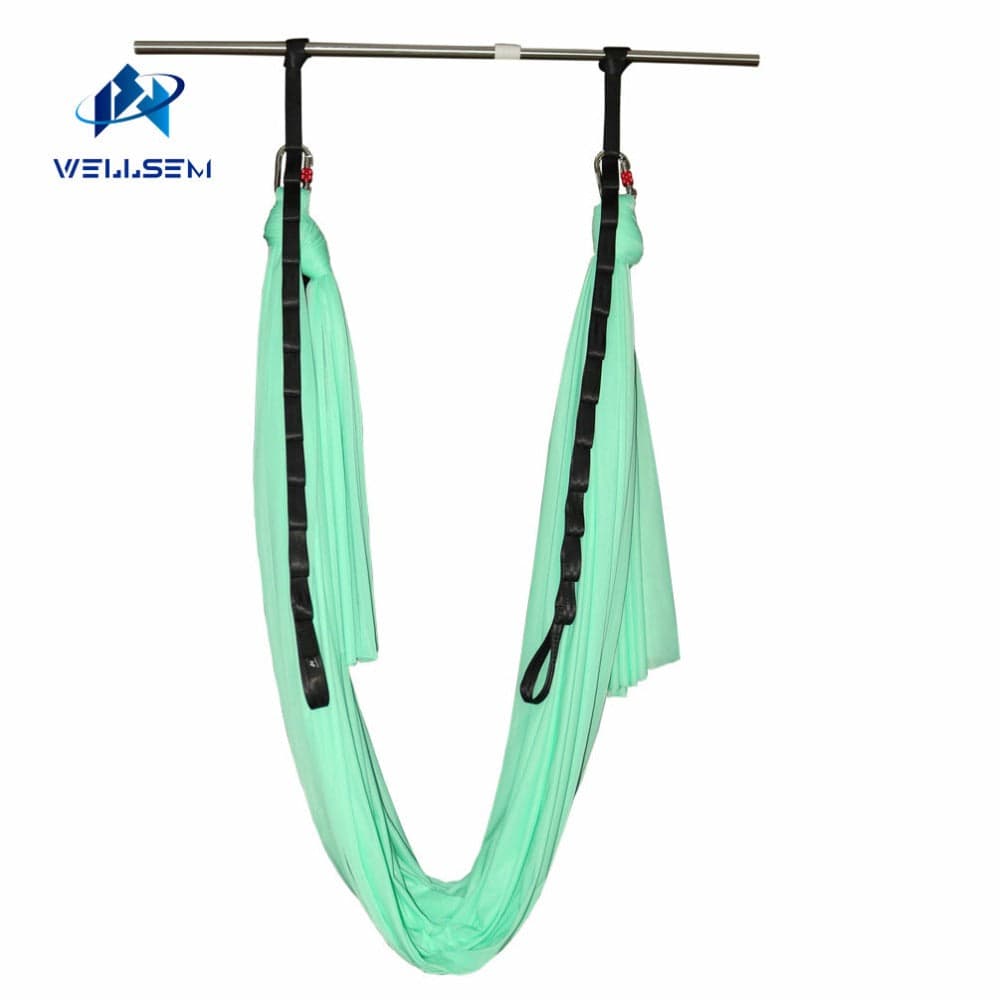 Wellsem Upgraded Aerial Yoga Hammock Swing  for Anti-gravity Yoga Pilate Inversion Include Daisy Chain ,Carabiner and Pose Guide
