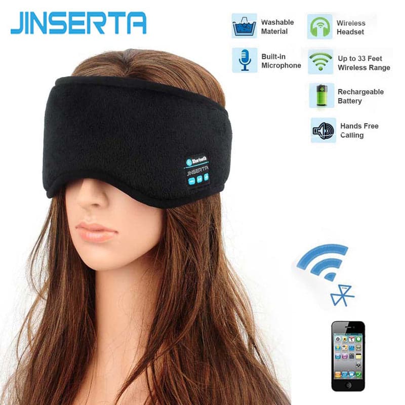 JINSERTA Wireless Bluetooth Earphone Sleep Mask Phone Headband Sleep Soft Headphone Headset For Listenting Music Answering Phone