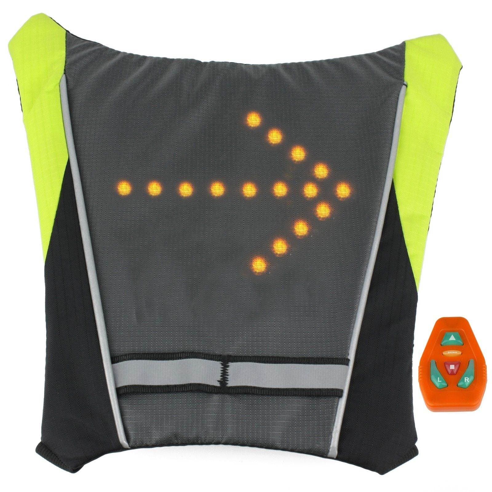 LED Turn Signal Light Reflective Vest - Widget of Backpack for Night Cycling Motorcycle Safety