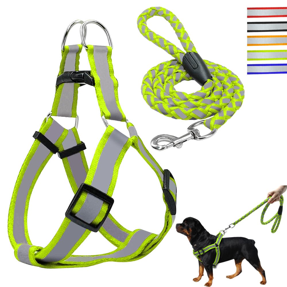 Step-in Dog Harness & Walking Leash Set No Pullig Reflective Nylon Dogs Vest And Leads 5 Colors S M L For Small Medium Dogs