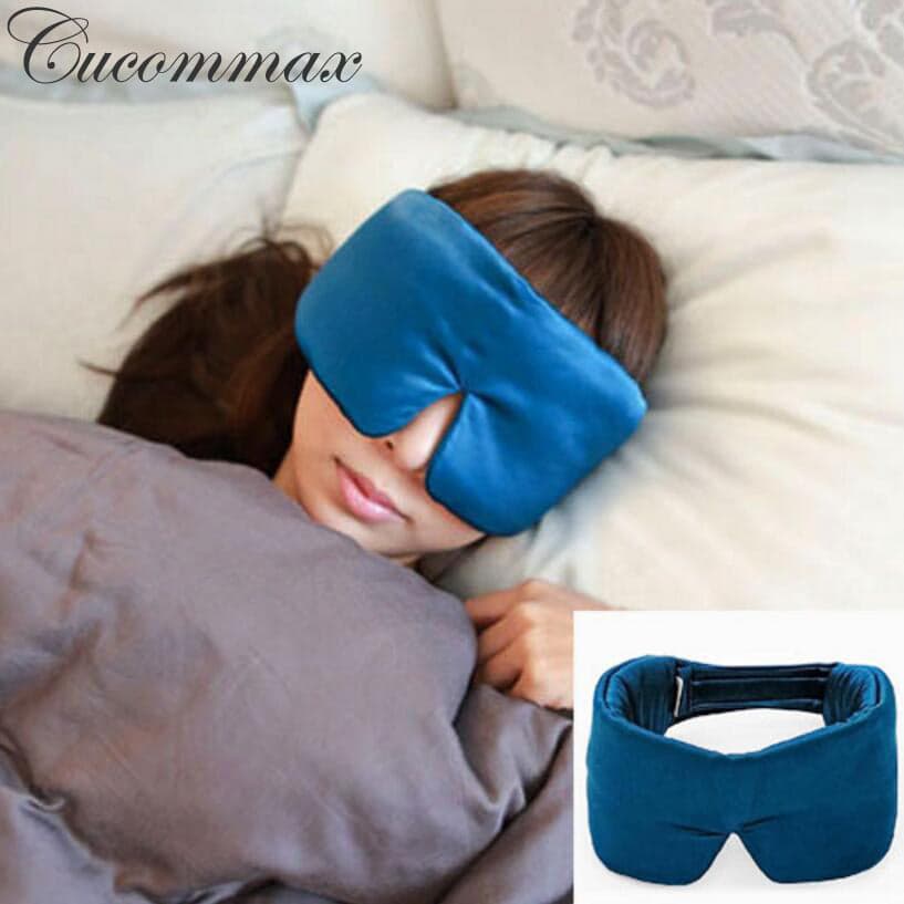 Cucommax 100% Natural Silk Sleeping Eye Mask Eye Shade Thicker Sleep Mask Black Mask Bandage on Eyes for Sleeping-MSK54