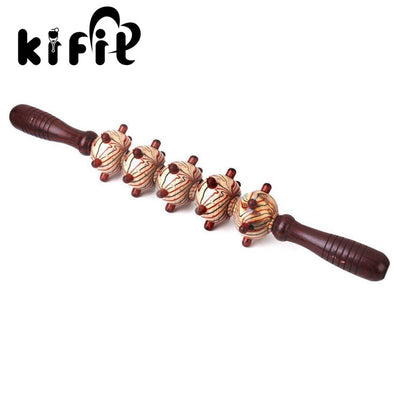 KIFIT Wood Roller Stick Body Trigger Point Massage Stick Leg Massager Gym Muscle Relief Tool for Full Body Arm Leg Back