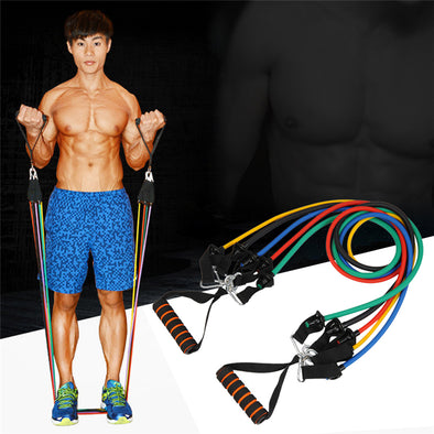 Men's Portable Chest Expander Puller Exercise CrossFit Muscle Training Rope Fitness Resistance Cable Rope Tube Resistance Bands