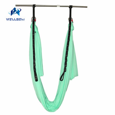 Wellsem Upgraded Aerial Yoga Hammock Swing  for Anti-gravity Yoga Pilate Inversion Include Daisy Chain ,Carabiner and Pose Guide