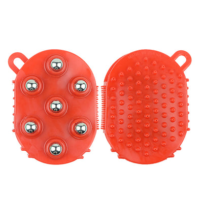 Handheld 360 Degree Spin 7 Piece Steel Ball Roller Slimming Body Massager Brush Bath Washing